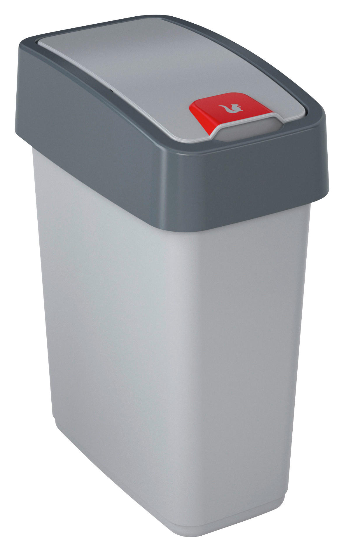 Mülleimer Magne + Deckel 10 L Kunststoff Silber/Grau