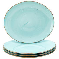 STEAKTELLERSET Vintage Nature Aqua 4-teilig  - Hellblau, Basics, Keramik - Creatable