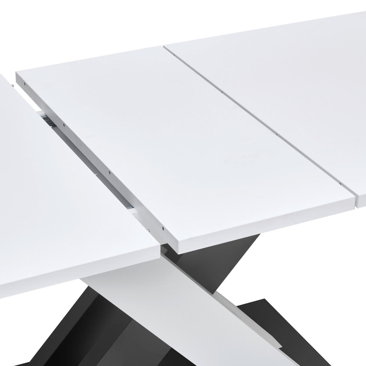 MATBORD svart, vit rektangulär  utdragbar  - vit/svart, Modern, trämaterial (140-180/90/76cm) - Carryhome