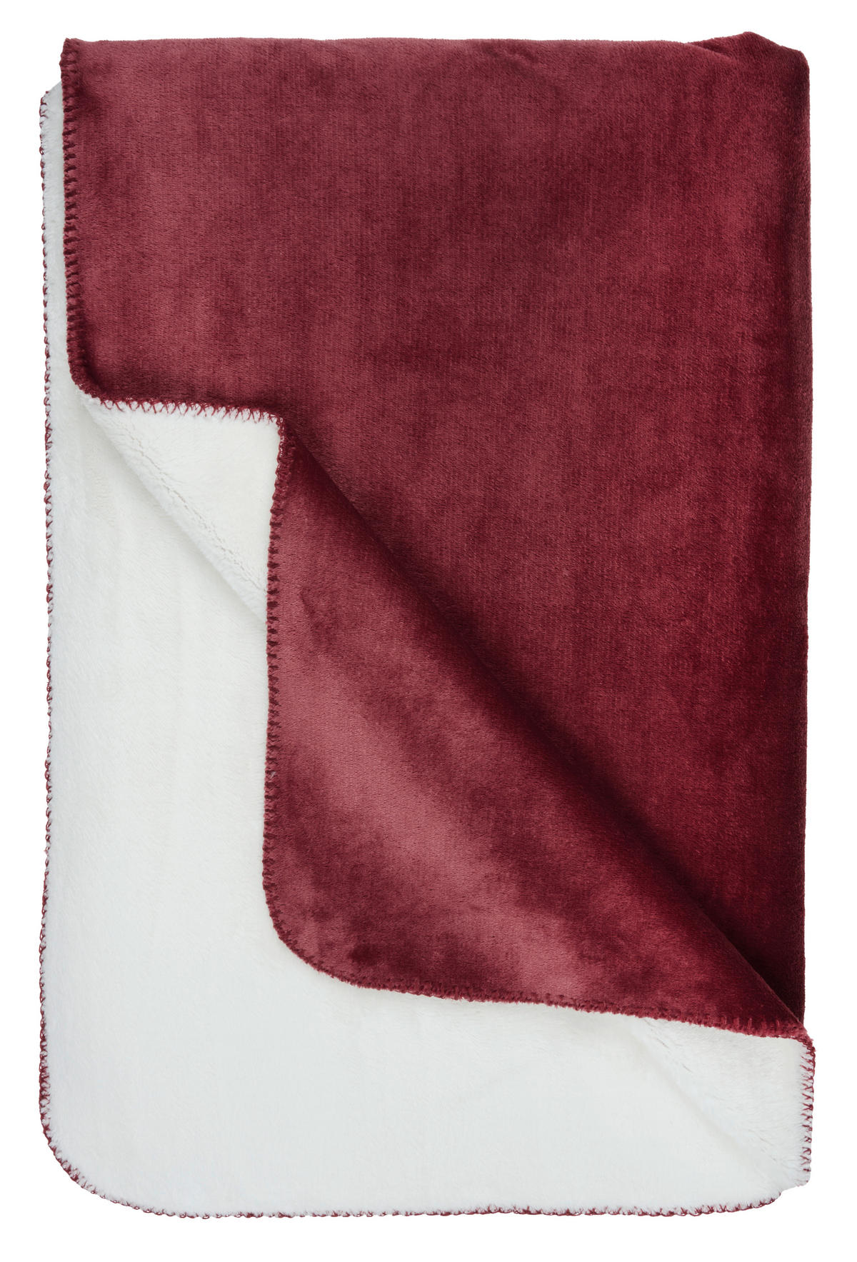 PLÉD, 150/200 cm - bílá/bordeaux, Basics, plast (150/200cm) - Novel
