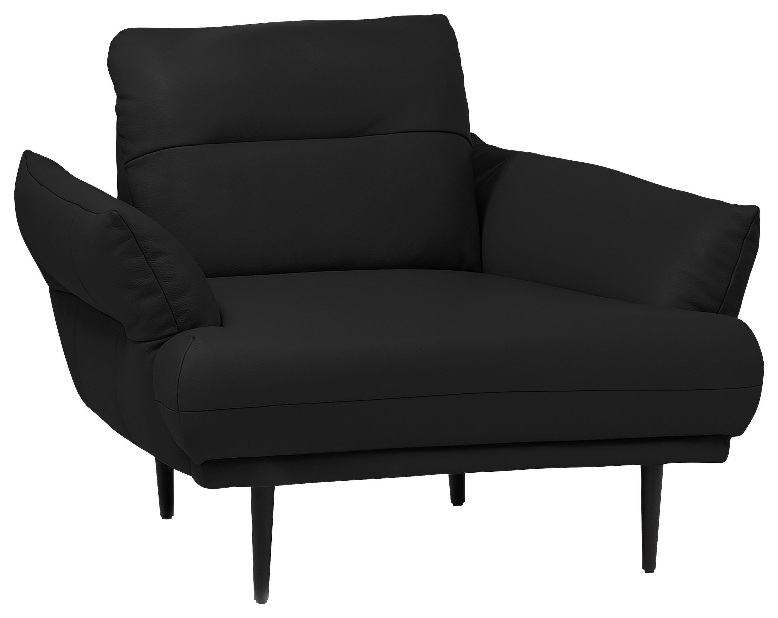 SESSEL in Lederlook Schwarz - Schwarz, Design, Holz/Textil (95/85/96cm) - Livetastic