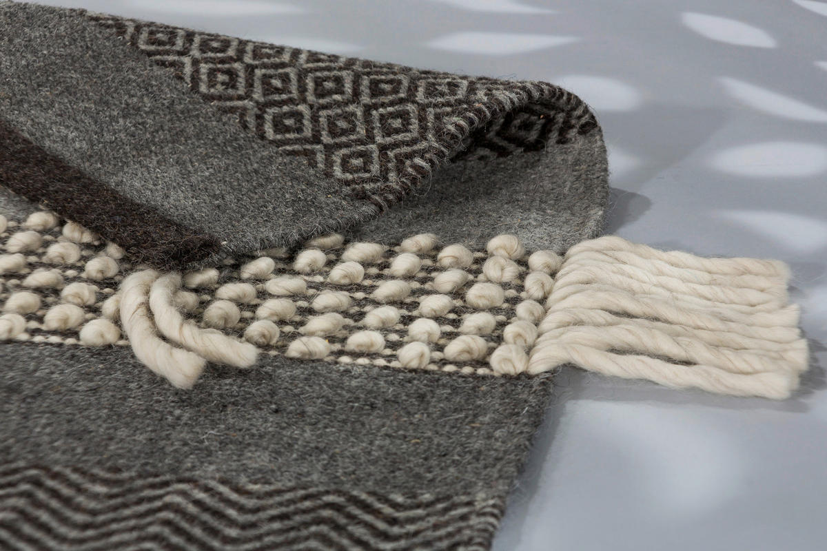 HANDWEBTEPPICH 170/240 cm Botana Dunkelgrau, Beige  - Dunkelgrau/Beige, Design, Textil (170/240cm) - Schöner Wohnen