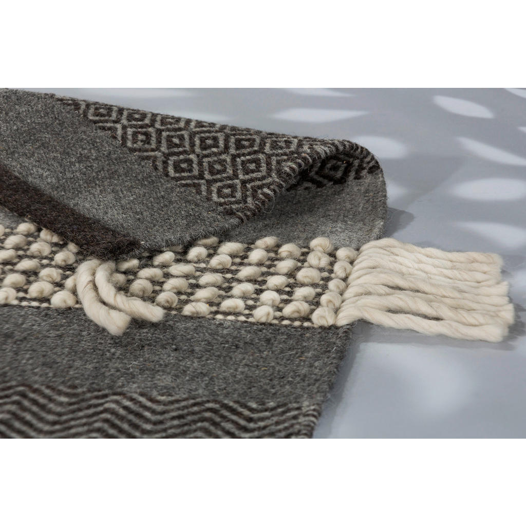 Thumbnail - Schöner Wohnen Handwebteppich Botana, Dunkelgrau, Beige, Textil, rechteckig, 170x240 cm, für Fußbodenheizung geeignet, T...