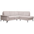 ECKSOFA inkl. Funktionen Creme Velours Bettkasten, Sitzvorzug  - Creme/Schwarz, KONVENTIONELL, Textil/Metall (253/206cm) - Venda