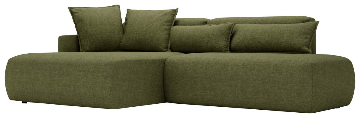 ECKSOFA Chenille Olivgrün  - Schwarz/Olivgrün, Design, Kunststoff/Textil (160/284cm) - Livetastic