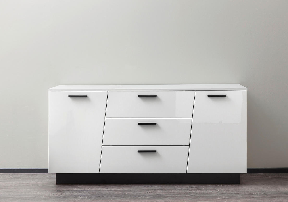 SIDEBOARD  in 160/80/43,6 cm  - Weiß Hochglanz/Schwarz, LIFESTYLE, Holzwerkstoff/Kunststoff (160/80/43,6cm) - Livetastic