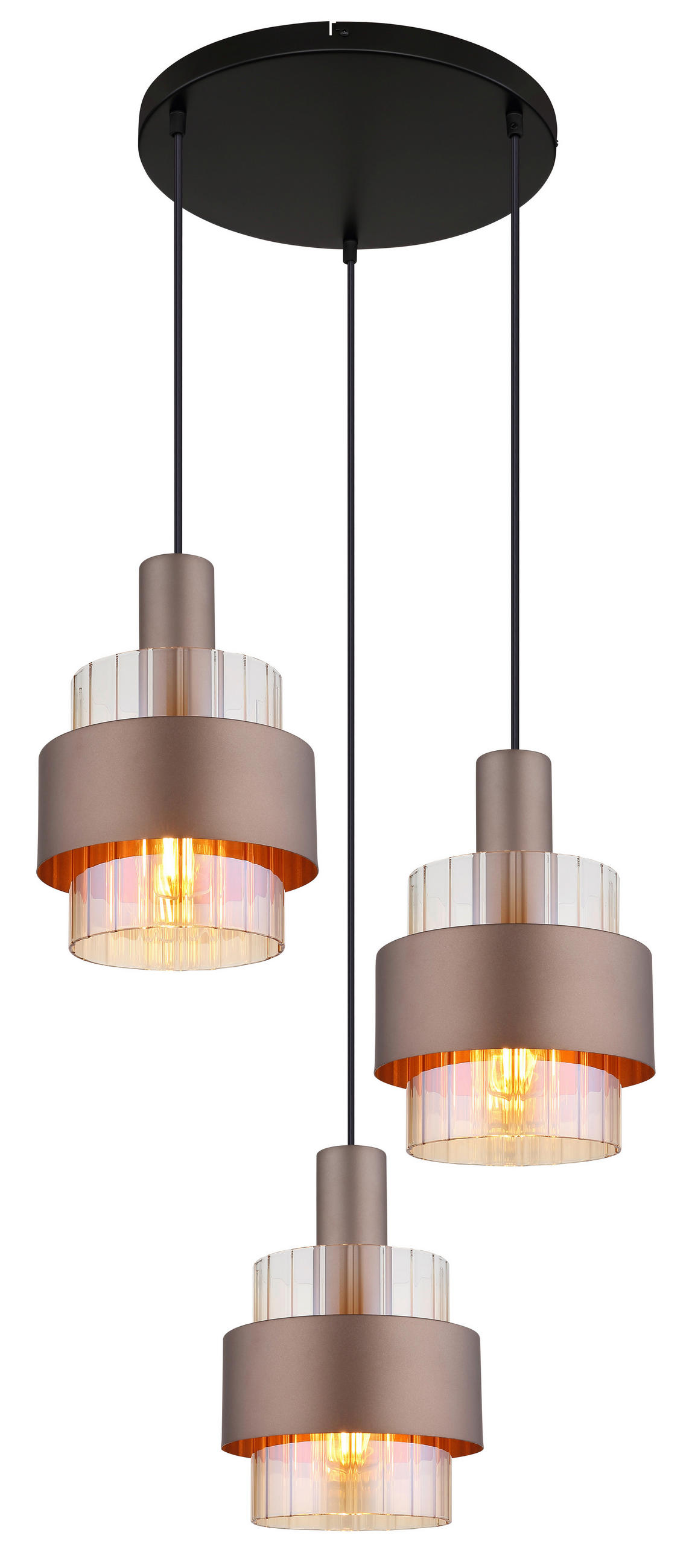 FÜGGŐLÁMPA 45/150 cm  - bronz/fekete, Design, műanyag/Üveg (45/150cm)