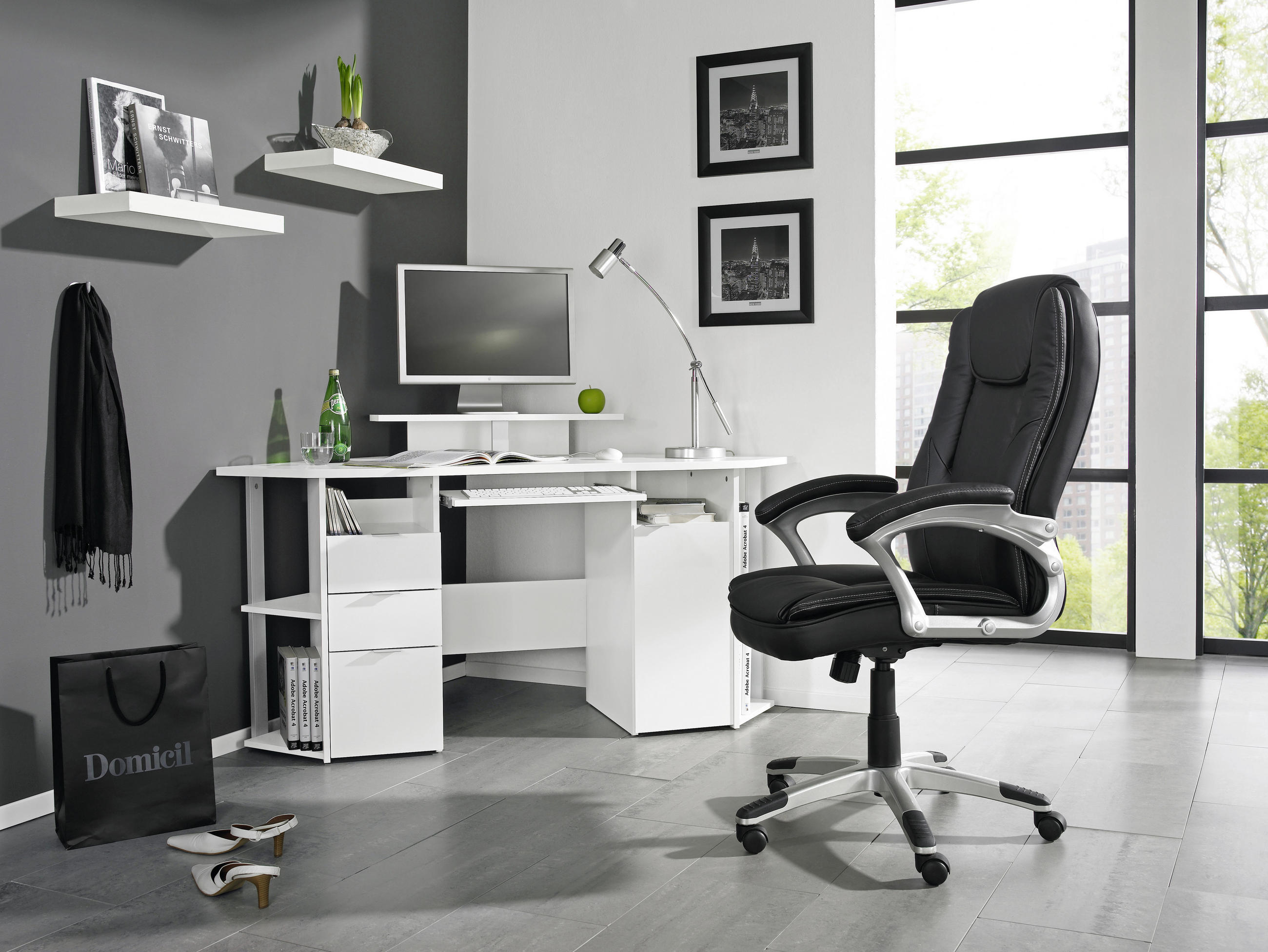 CHEFSESSEL in Lederlook Schwarz - Silberfarben/Schwarz, KONVENTIONELL, Kunststoff/Textil (62/115 -125/71cm) - Xora