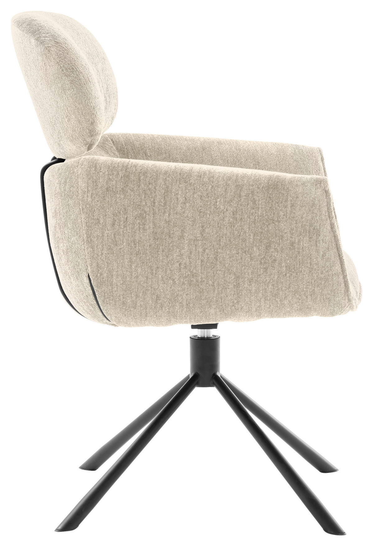 ARMLEHNSTUHL  in Stahl Struktur  - Creme/Schwarz, Design, Textil/Metall (60/90/65cm) - Novel