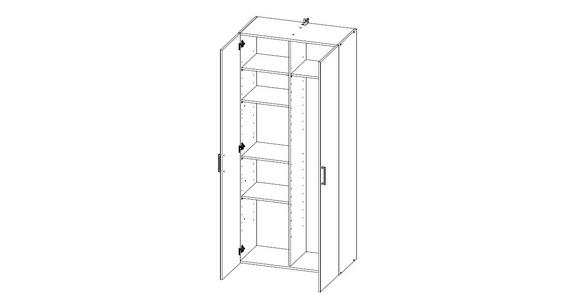 GARDEROBENSCHRANK 80/185/40 cm  - Chromfarben/Eichefarben, Design, Holzwerkstoff/Kunststoff (80/185/40cm) - Xora