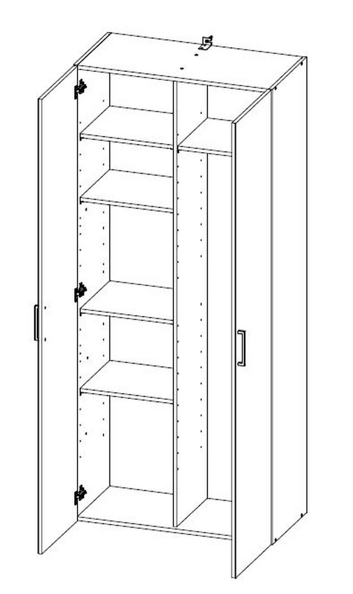 SKŘÍŇ NA ODĚV, bílá, barvy dubu, 80/185/40 cm - bílá/barvy dubu, Design, kompozitní dřevo/plast (80/185/40cm) - Xora