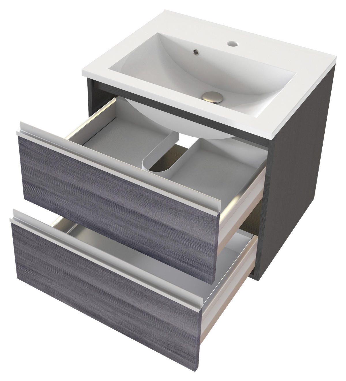 BADEZIMMER  in 60 cm  - Eichefarben/Silberfarben, Basics, Holzwerkstoff/Stein (60cm) - Held