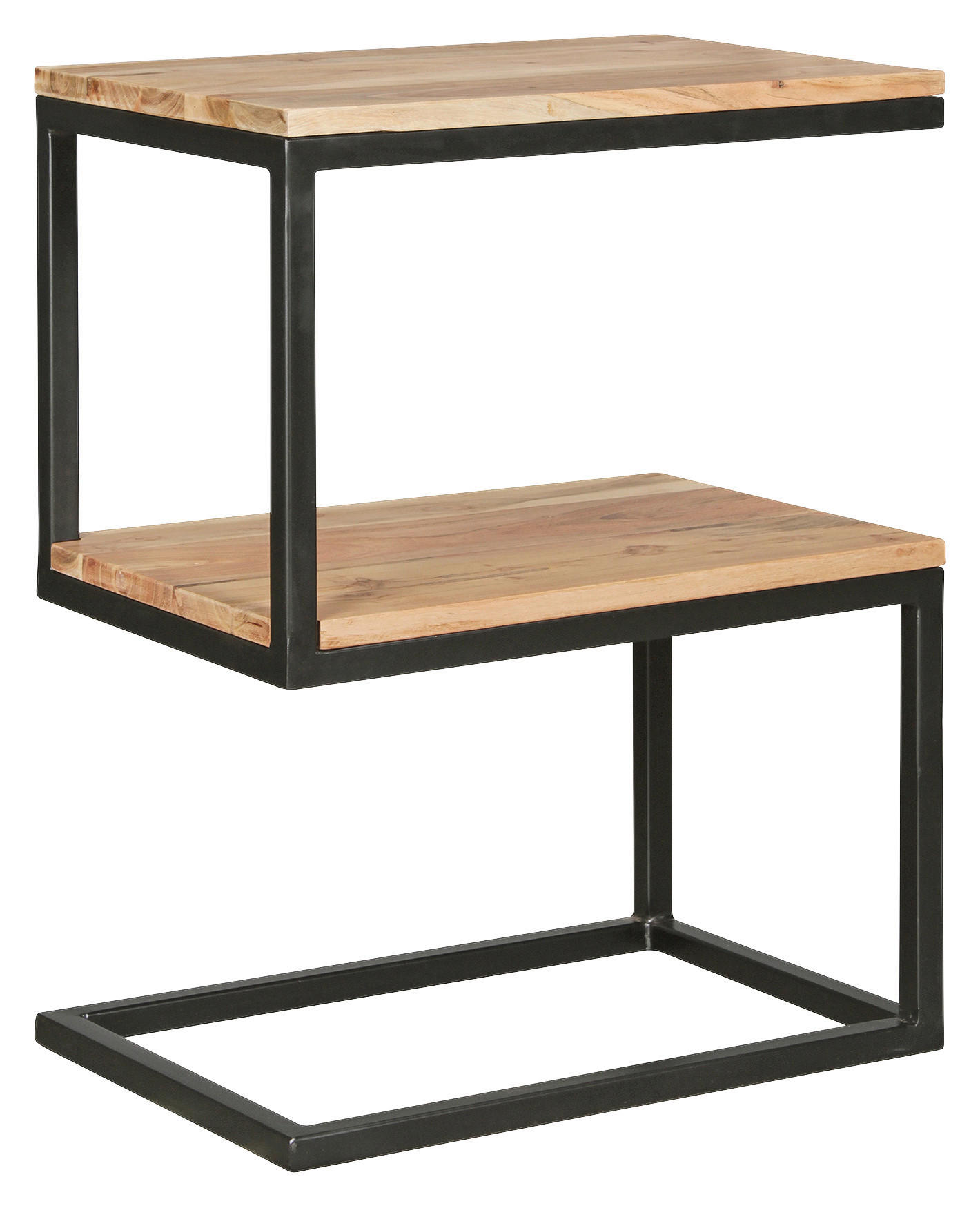 KISASZTAL fa 45/30/60 cm  - akácia színű/fekete, Design, fa/fém (45/30/60cm) - MID.YOU