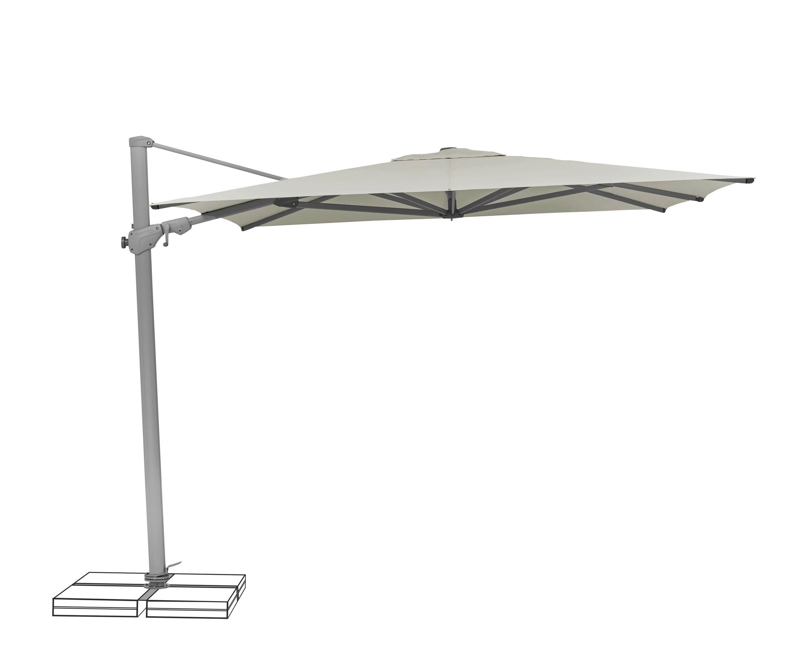 AMPELSCHIRM 330 x 270 cm Grau  - Silberfarben/Grau, KONVENTIONELL, Textil/Metall (330/270cm) - Suncomfort by Glatz