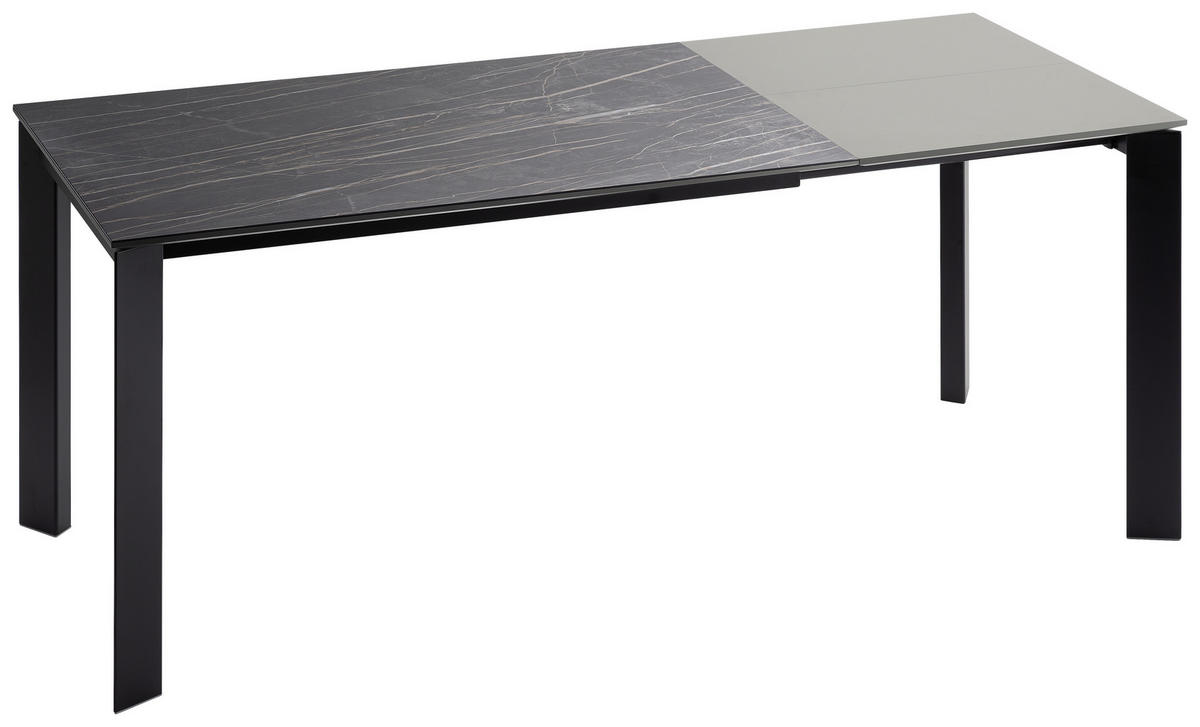 ESSTISCH Grau, Schwarz rechteckig  ausziehbar, in verschiedenen Größen erhältlich  - Schwarz/Grau, Design, Keramik/Metall (120-180/80/75cm) - home24