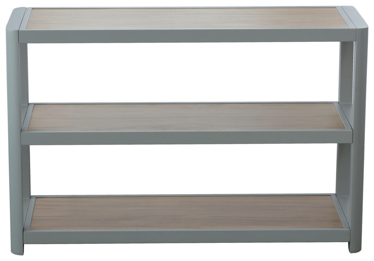REGAL Hellgrau, Teakfarben  - Hellgrau/Teakfarben, Design, Metall (135,5/87,5/48.5cm) - Ambia Garden