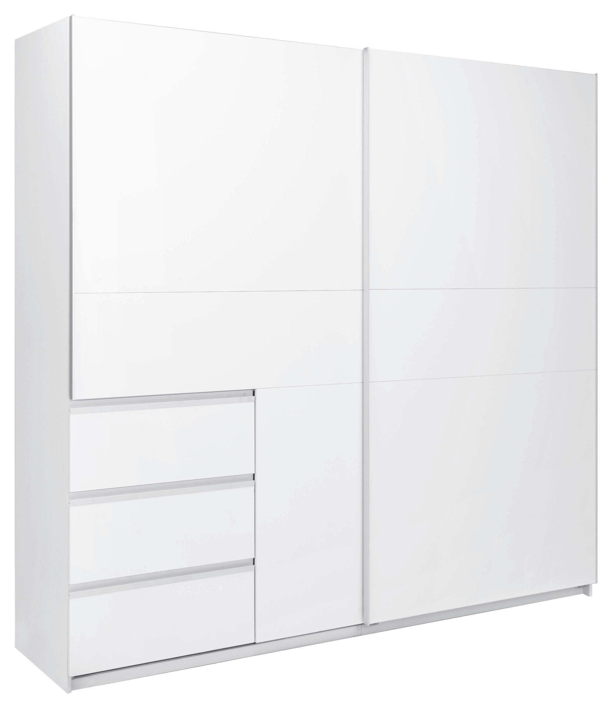 SCHIEBETÜRENSCHRANK 215/205/61,5 cm 2-türig Weiß  - Weiß, MODERN, Holzwerkstoff/Metall (215/205/61,5cm) - MID.YOU