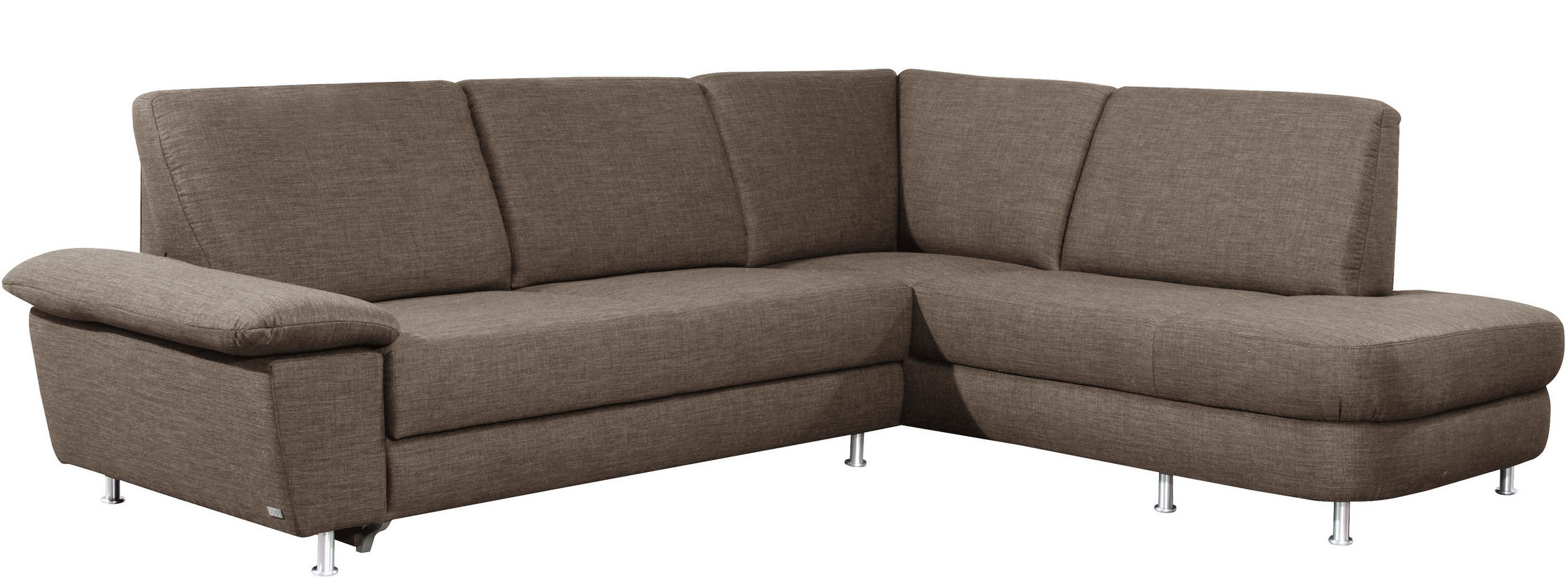 ECKSOFA Braun Webstoff  - Alufarben/Braun, KONVENTIONELL, Textil/Metall (262/212cm) - Ada Austria