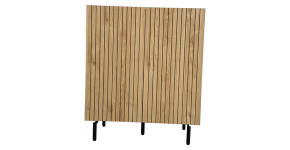 HIGHBOARD LINO in 80/95/40 cm - Eichefarben/Schwarz, Design, Holzwerkstoff/Metall (80/95/40cm) - Xora