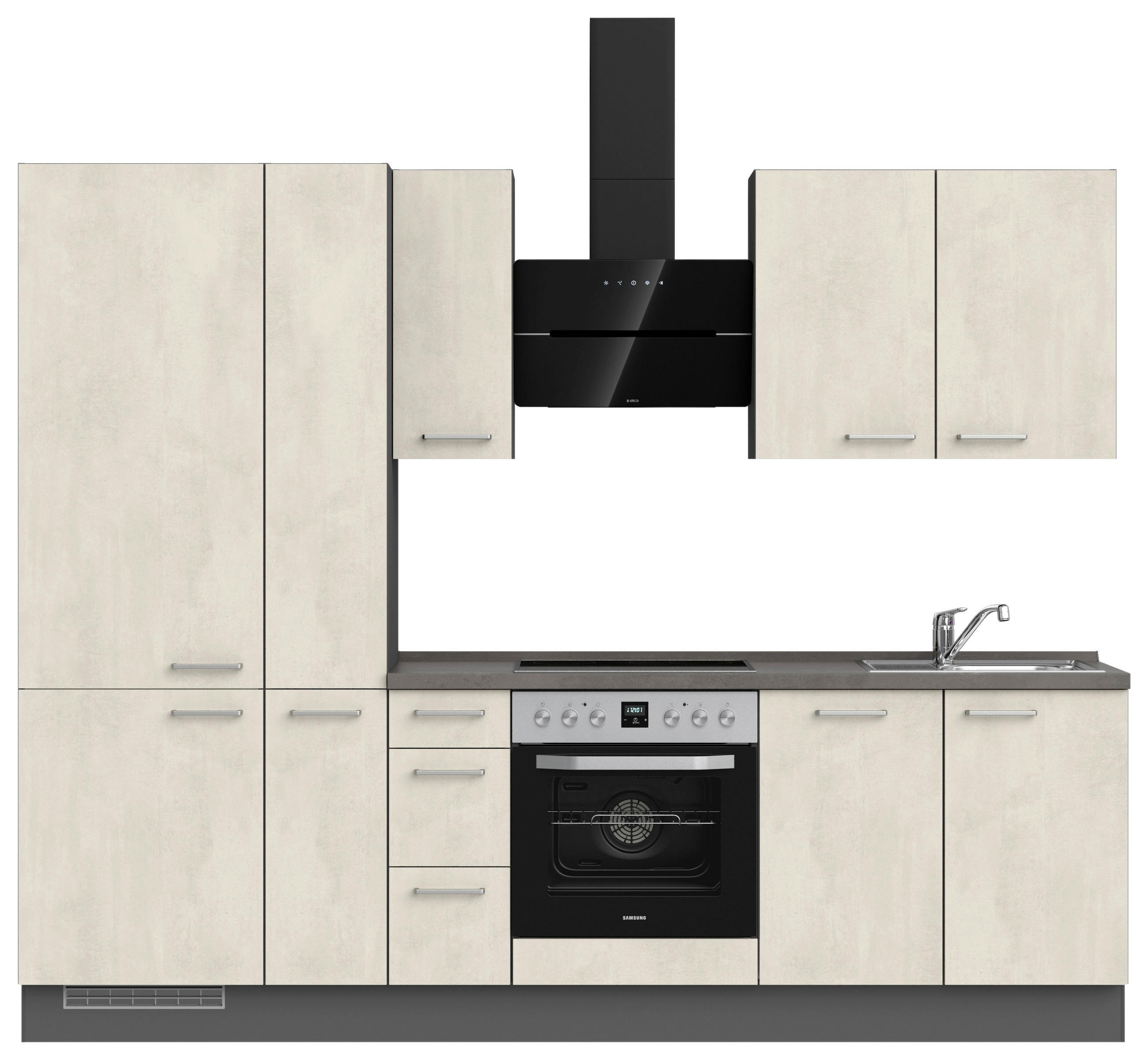 KÜCHENLEERBLOCK 270 cm   in Weiß, Schieferfarben  - Schieferfarben/Edelstahlfarben, MODERN, Holzwerkstoff/Metall (270cm) - Nobilia