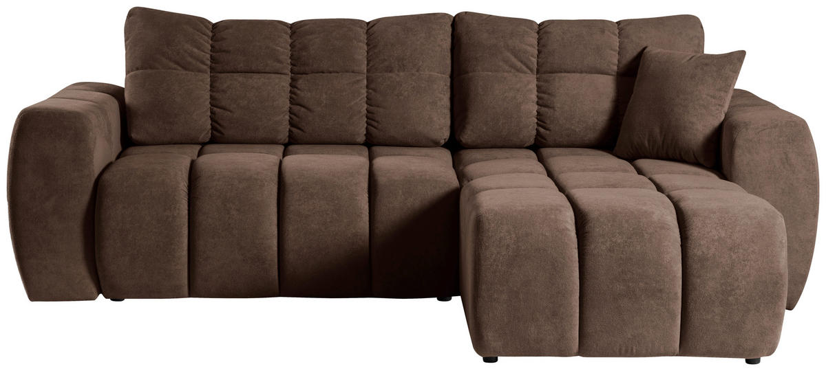 ECKSOFA FERANO Braun Velours  - Schwarz/Braun, Design, Kunststoff/Textil (253/172cm) - Livetastic