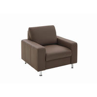 SESSEL Echtleder Dunkelbraun    - Chromfarben/Dunkelbraun, Design, Leder/Metall (96/86/93cm) - Beldomo Premium