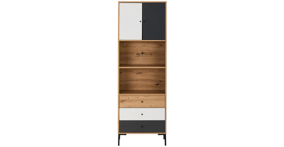 BEISTELLREGAL 60/180/30 cm  - Eichefarben/Schwarz, Design, Holzwerkstoff/Metall (60/180/30cm) - Carryhome
