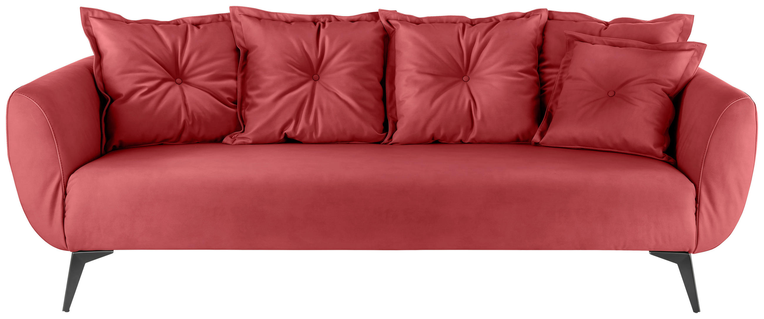 3-SITZER-SOFA Lederlook Rot  - Rot/Schwarz, MODERN, Textil/Metall (236/94/103cm) - Livetastic