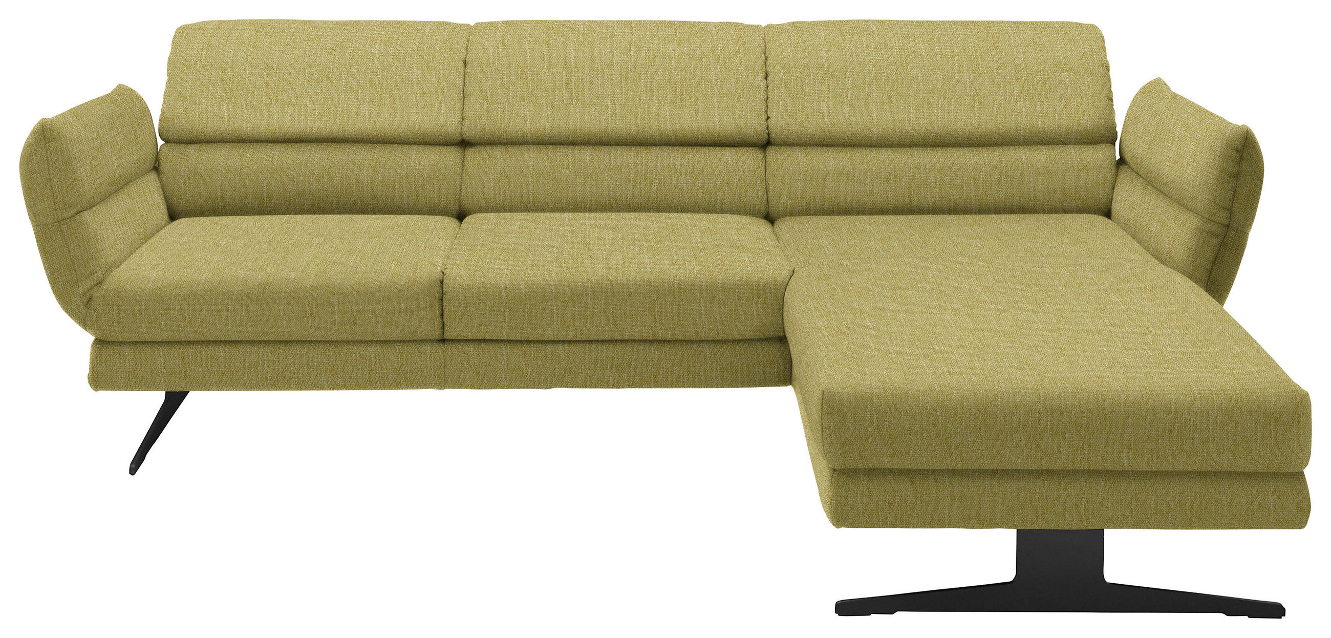 ECKSOFA in Flachgewebe Hellgrün  - Schwarz/Hellgrün, Design, Textil/Metall (279-327/176-217cm) - Dieter Knoll
