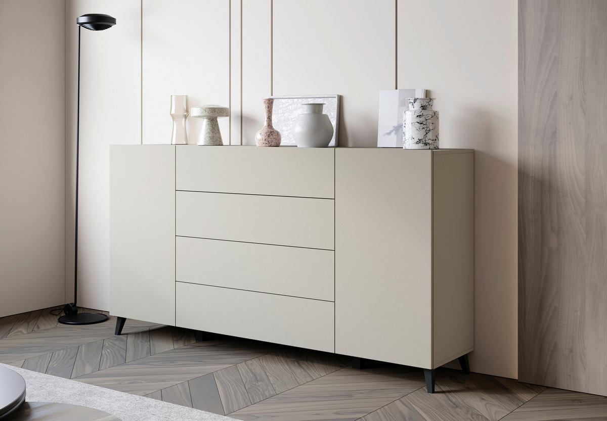 SIDEBOARD  180/95,4/39 cm 4 Schublade(n)  - Kaschmir/Schwarz, Design, Holzwerkstoff/Kunststoff (180/95,4/39cm) - P & B