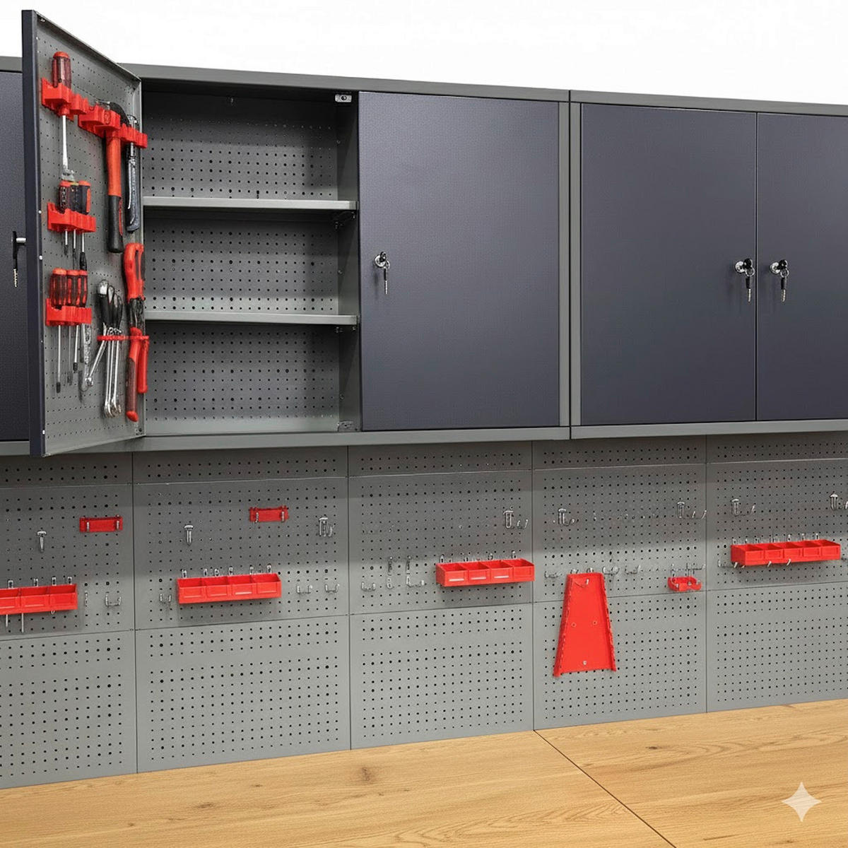 WERKZEUGWAND  - Schwarz, MODERN, Holz/Metall (240cm) - Prestige Home