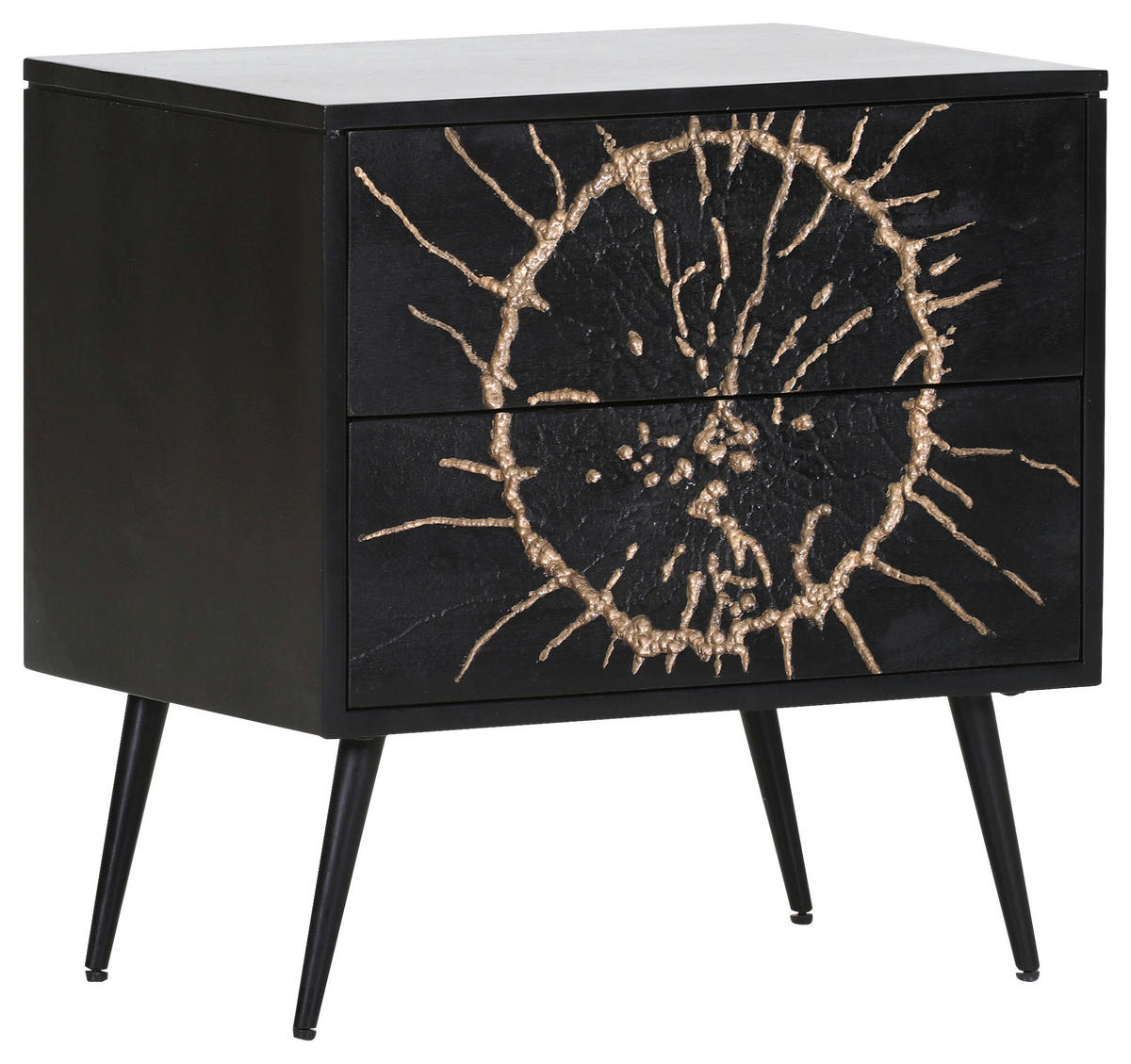 NACHTSCHRANK 58/60/40 cm Mangoholz massiv  - Goldfarben/Schwarz, Design, Holz/Metall (58/60/40cm) - Landscape