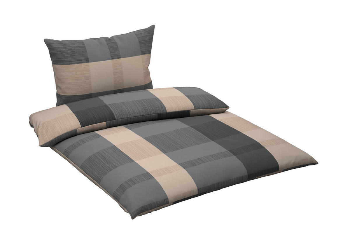BETTWÄSCHE 2-teilig 140/200 cm  - Anthrazit/Beige, KONVENTIONELL, Textil (140/200cm) - Esposa