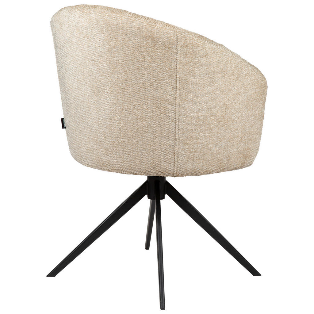 Thumbnail - Dieter Knoll Armlehnstuhl, Schwarz, Beige, Metall, Textil, Drehkreuz, 63x81.5x62.5 cm, Sitzfläche 360° drehbar, automati...