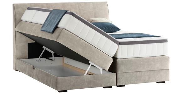 BOXSPRINGBETT 180/200 cm in Hellgrau - Wengefarben/Hellgrau, KONVENTIONELL, Holz/Textil (180/200cm) - Novel