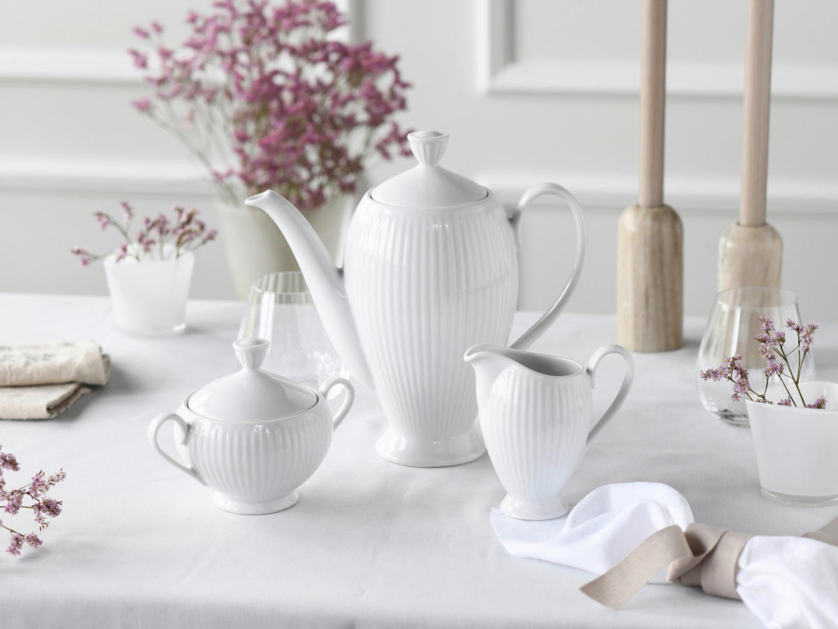 KAFFEESET Valencia 3-teilig  - Weiß, Design, Keramik - Creatable