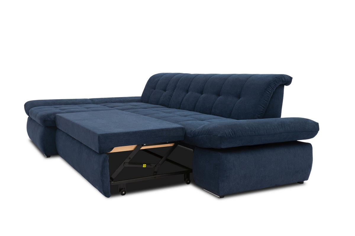 ECKSOFA Dunkelblau Mikrofaser  - Chromfarben/Dunkelblau, KONVENTIONELL, Textil/Metall (172/300cm) - MID.YOU