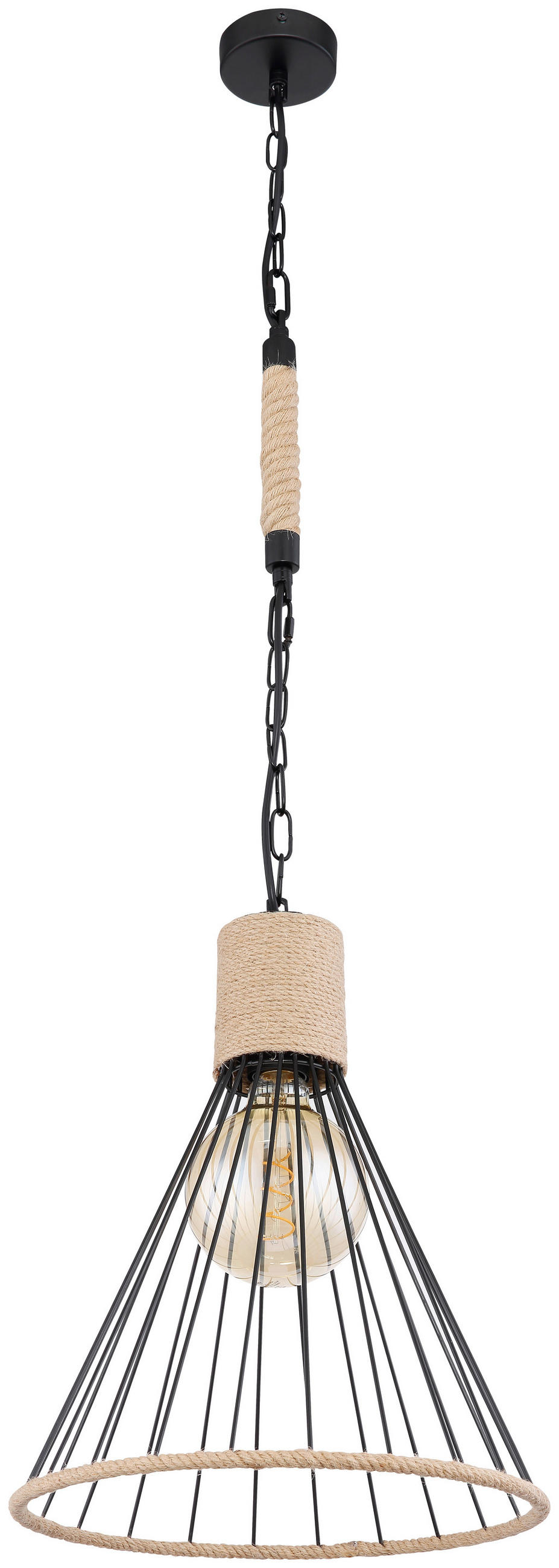 SVJETILJKA VISEĆA 35/140 cm - smeđa/crna, Natur, metal/prirodni materijali (35/140cm) - Globo