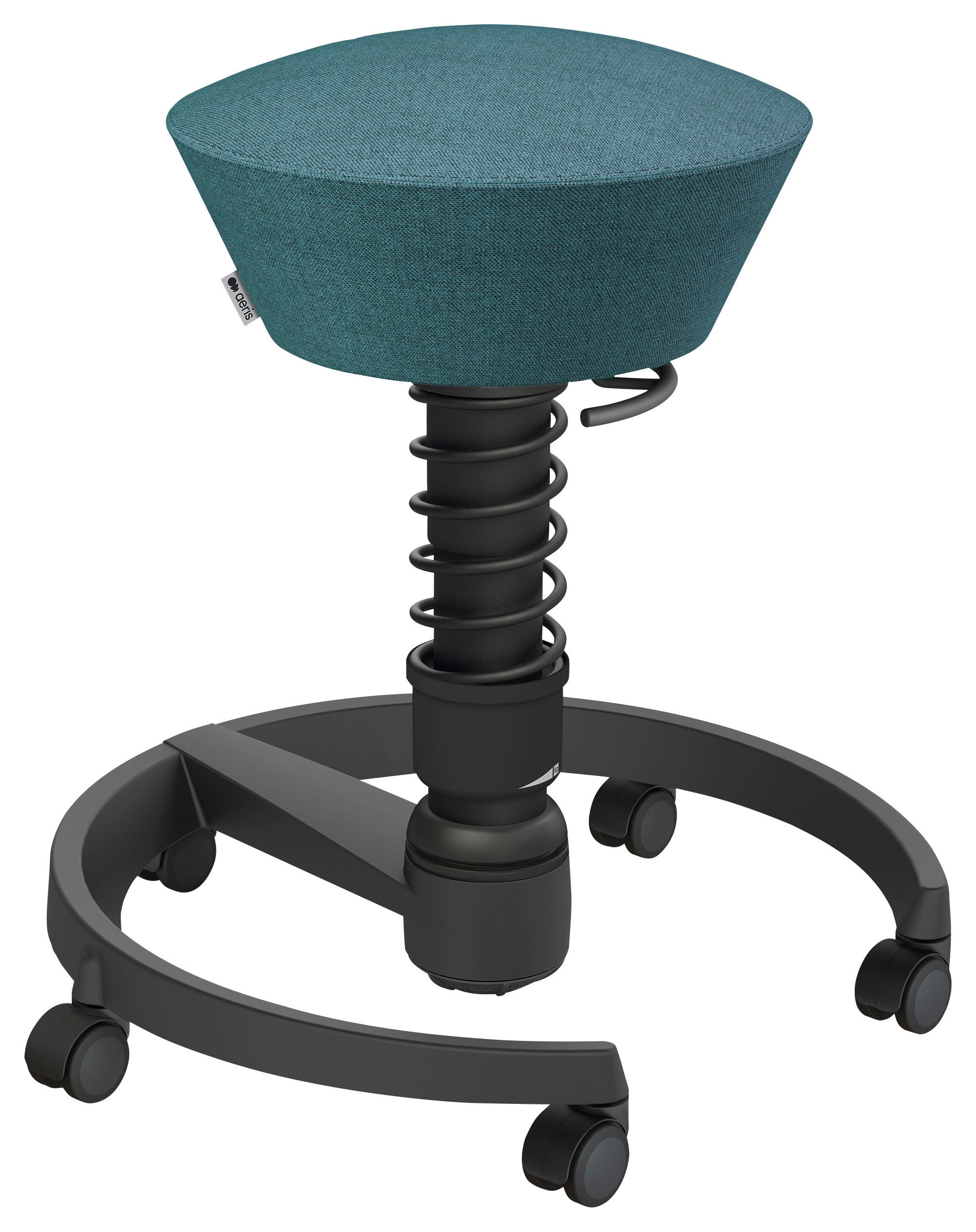 BÜROHOCKER Wollmischung mel. Schwarz, Petrol  - Petrol/Schwarz, Basics, Kunststoff/Textil (55/45,66/55cm) - Aeris
