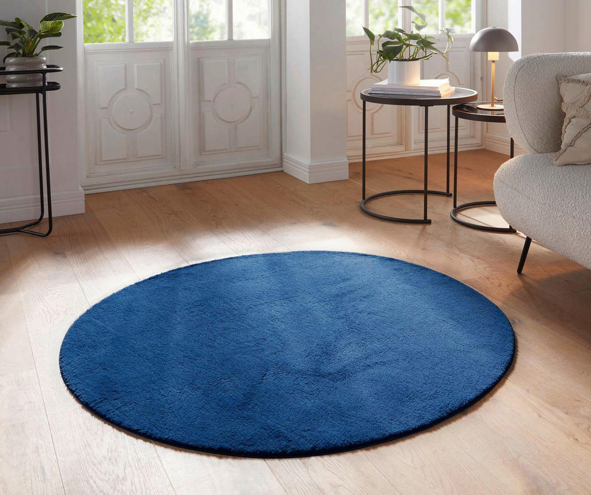 WEBTEPPICH Wohnzimmer 200 cm Fiona Blau rund  - Blau, KONVENTIONELL, Textil (200cm) - Novel