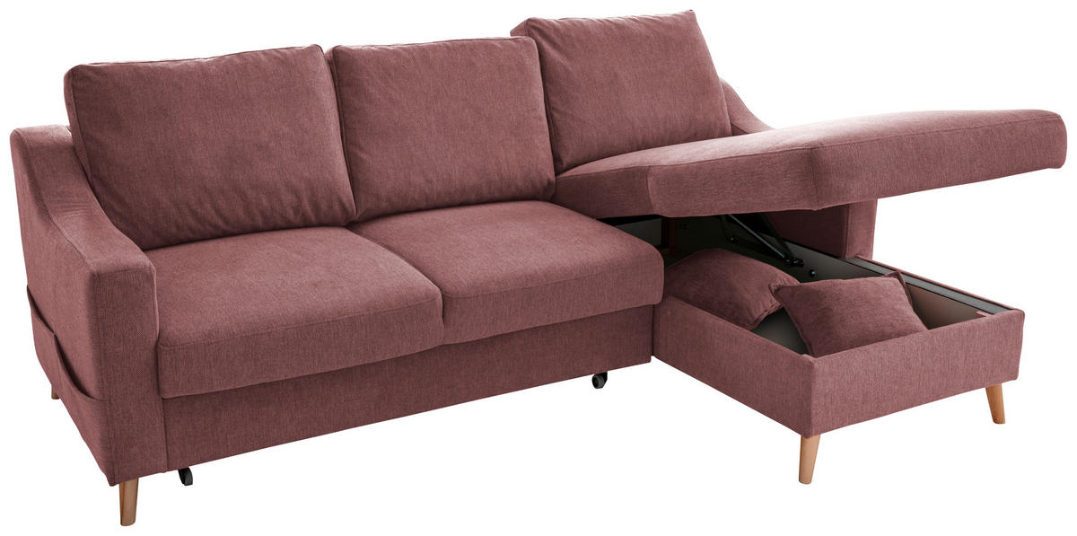 ECKSOFA Struktur Rosa  - Naturfarben/Rosa, Konventionell, Holz/Textil (228/150cm) - P & B