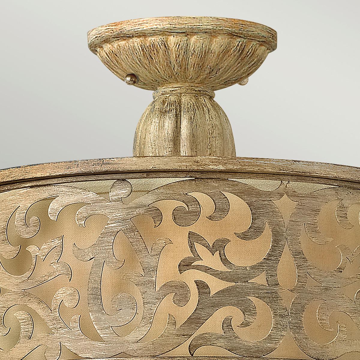 DECKENLEUCHTE  37.5/35.6 cm    - Champagner, Romantik / Landhaus, Glas/Textil (37.5/35.6cm) - Elstead Lighting