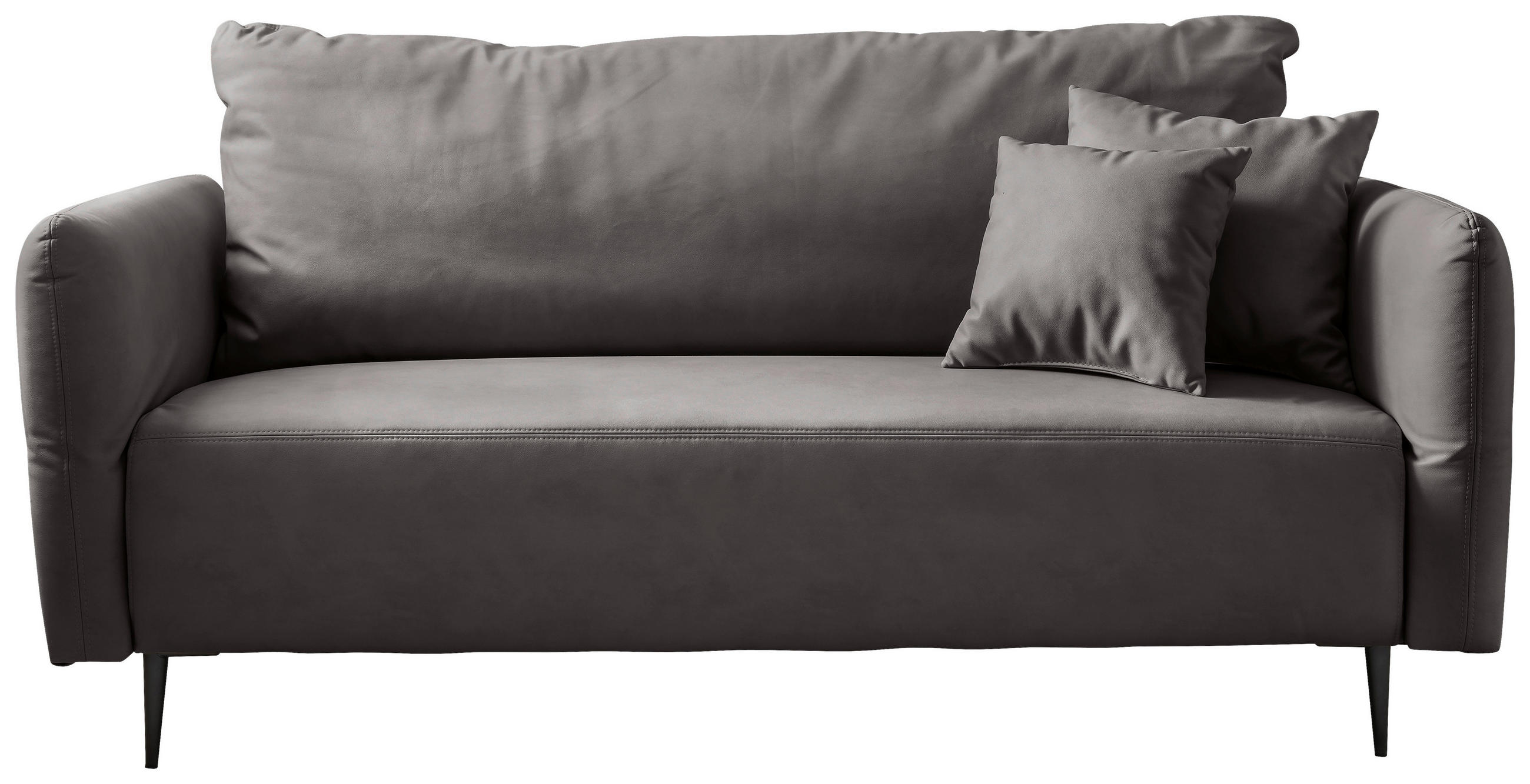 3-SITZER-SOFA Lederlook Anthrazit  - Anthrazit/Schwarz, Design, Textil/Metall (201/97/102cm) - Livetastic