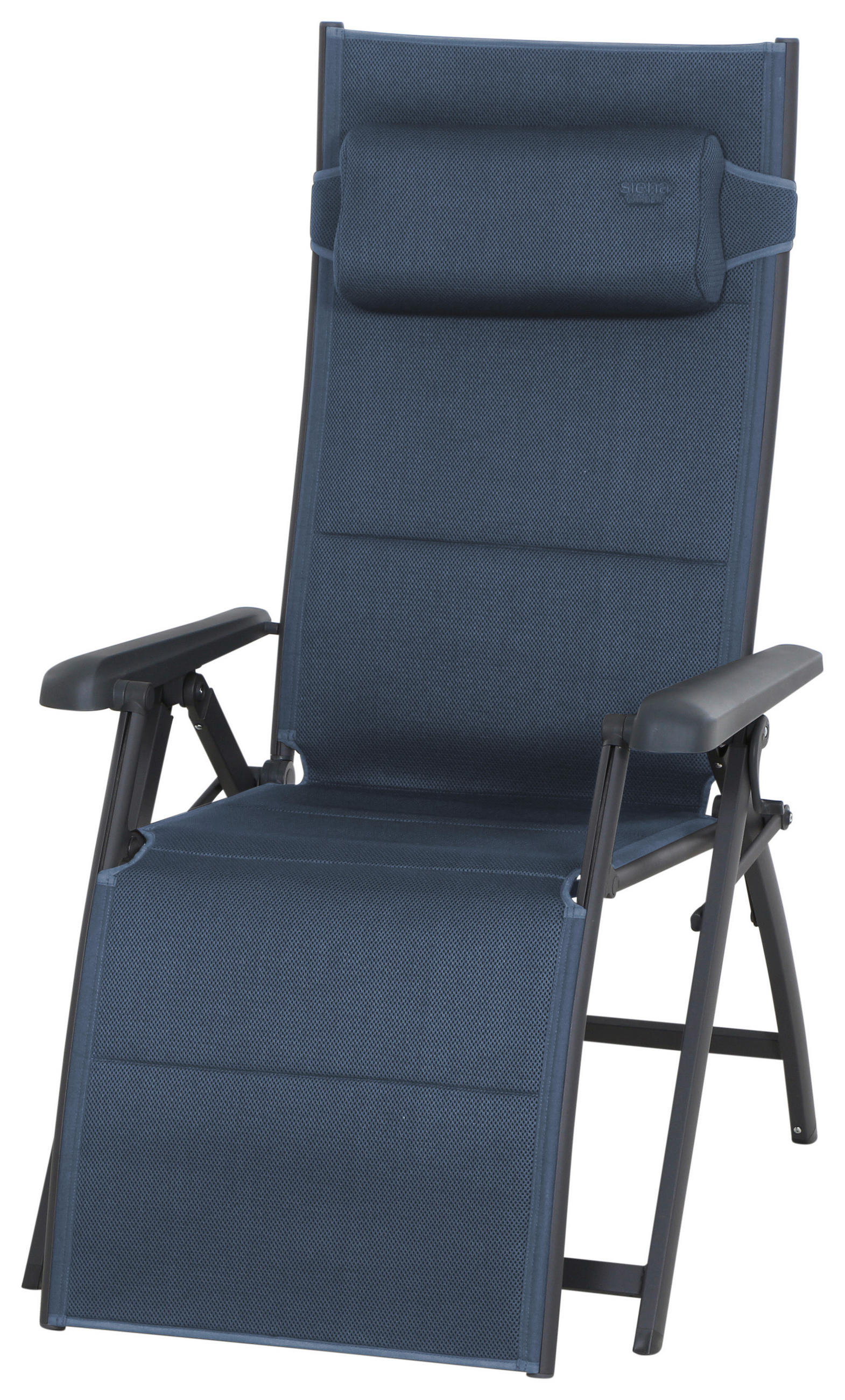 GARTEN-RELAXSESSEL 69/124/84 cm  - Anthrazit/Dunkelblau, KONVENTIONELL, Textil/Metall (69/124/84cm) - Siena Garden