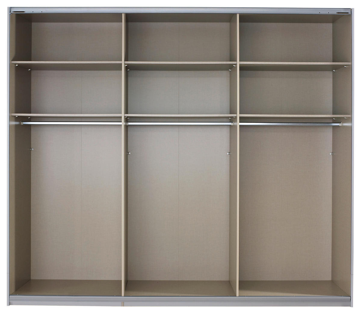 Schwebetürenschrank 271cm in Weiss  - Weiss/Alufarben, Modern, Holzwerkstoff/Metall (271/230/62cm) - Rauch Möbel