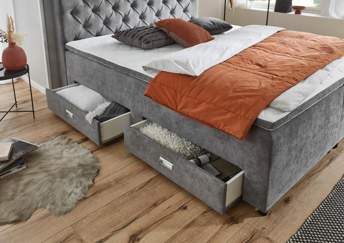 BOXBETT 180/200 cm  in Grau  - Grau, MODERN, Kunststoff/Textil (180/200cm) - MID.YOU