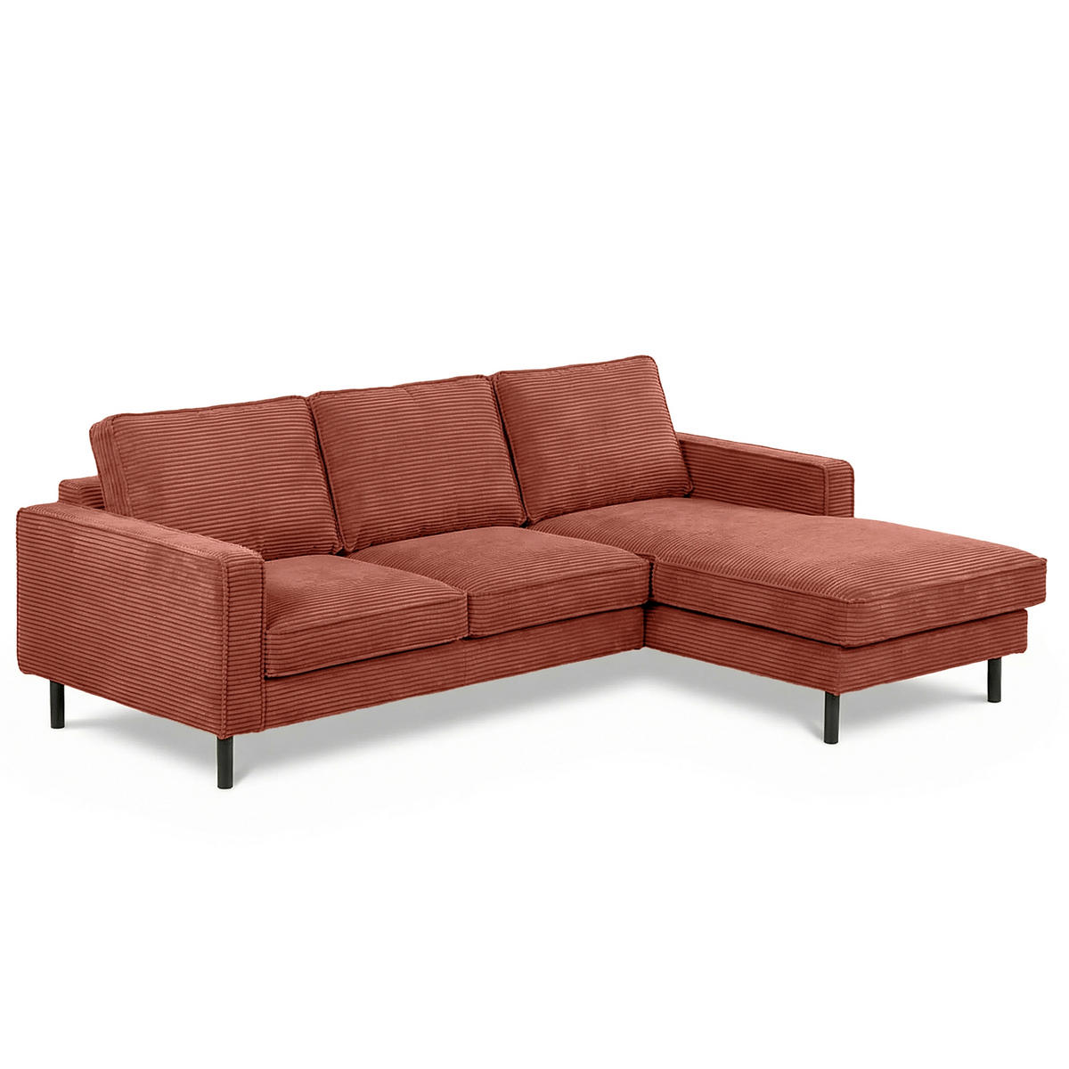 ECKSOFA Rot Cord Bettkasten, Schlaffunktion, Rücken echt  - Rot/Schwarz, Design, Textil/Metall (238/166cm) - Livetastic