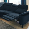 ECKSOFA in Echtleder Dunkelblau  - Schwarz/Dunkelblau, Design, Leder/Metall (239/289cm) - Cantus