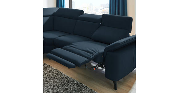 ECKSOFA in Echtleder Dunkelblau  - Schwarz/Dunkelblau, Design, Leder/Metall (239/289cm) - Cantus