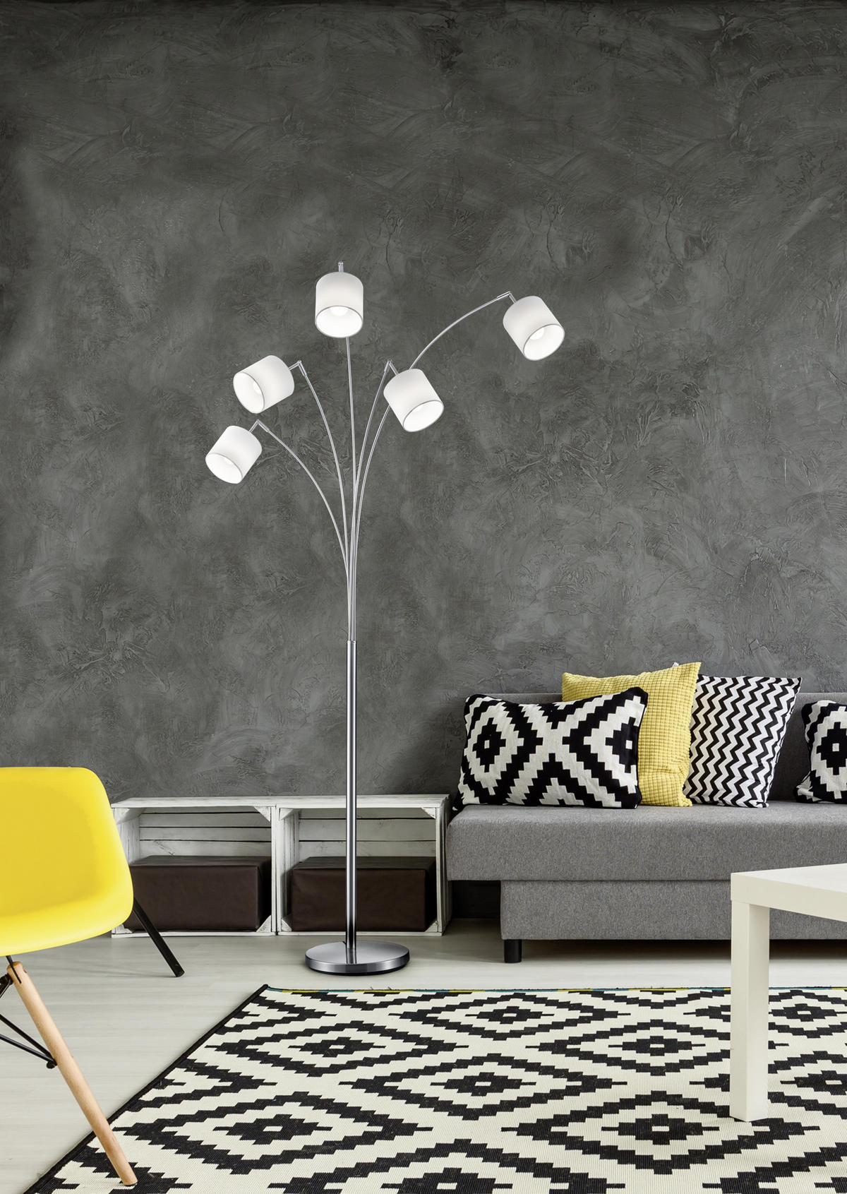 BÖJD LAMPA TOMMY 12/200 cm    - vit/nickelfärgad, Basics, metall/textil (12/200cm)